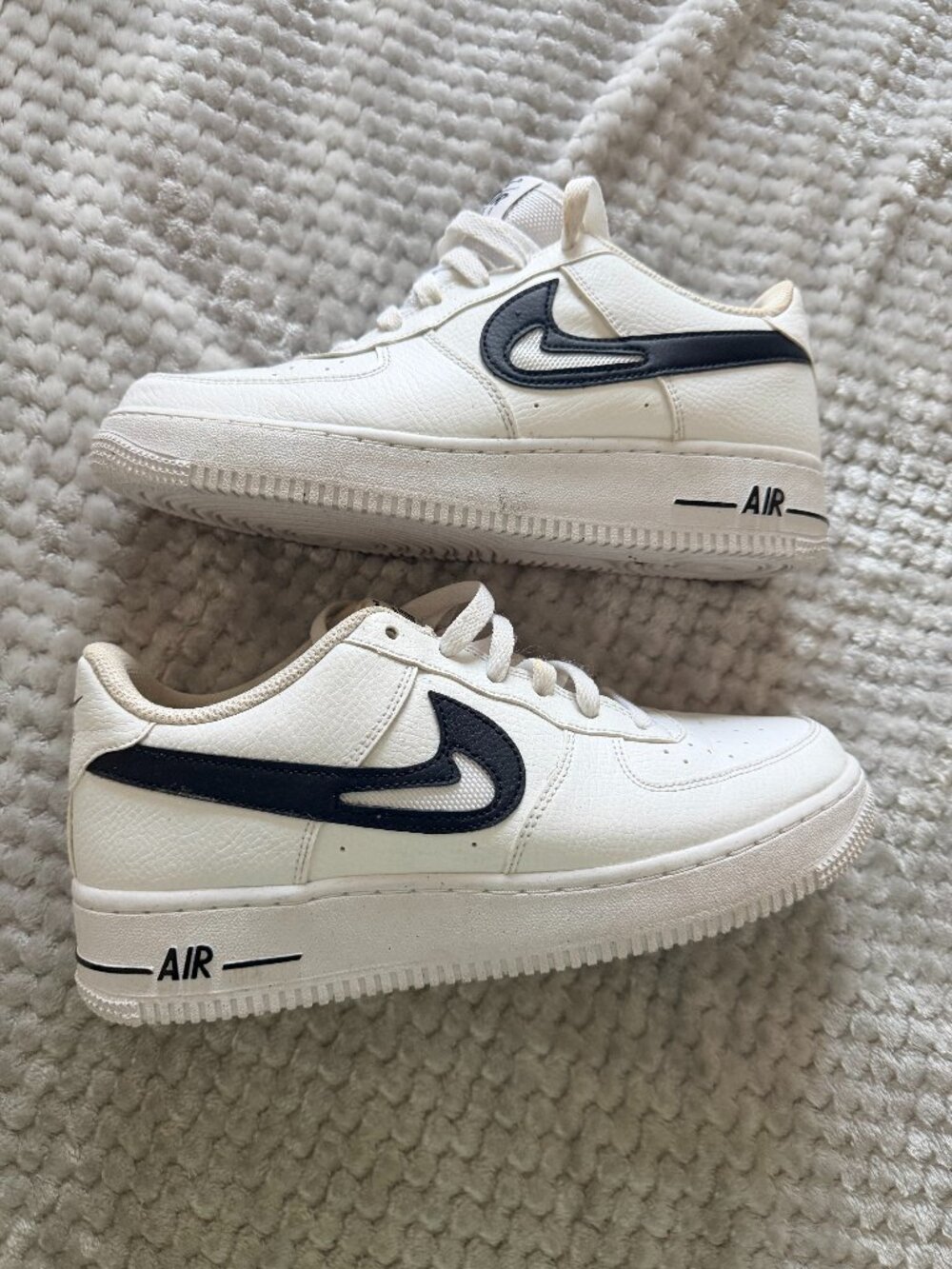 y2k Nike Air Force 1 Low White black Sneakers with new laces